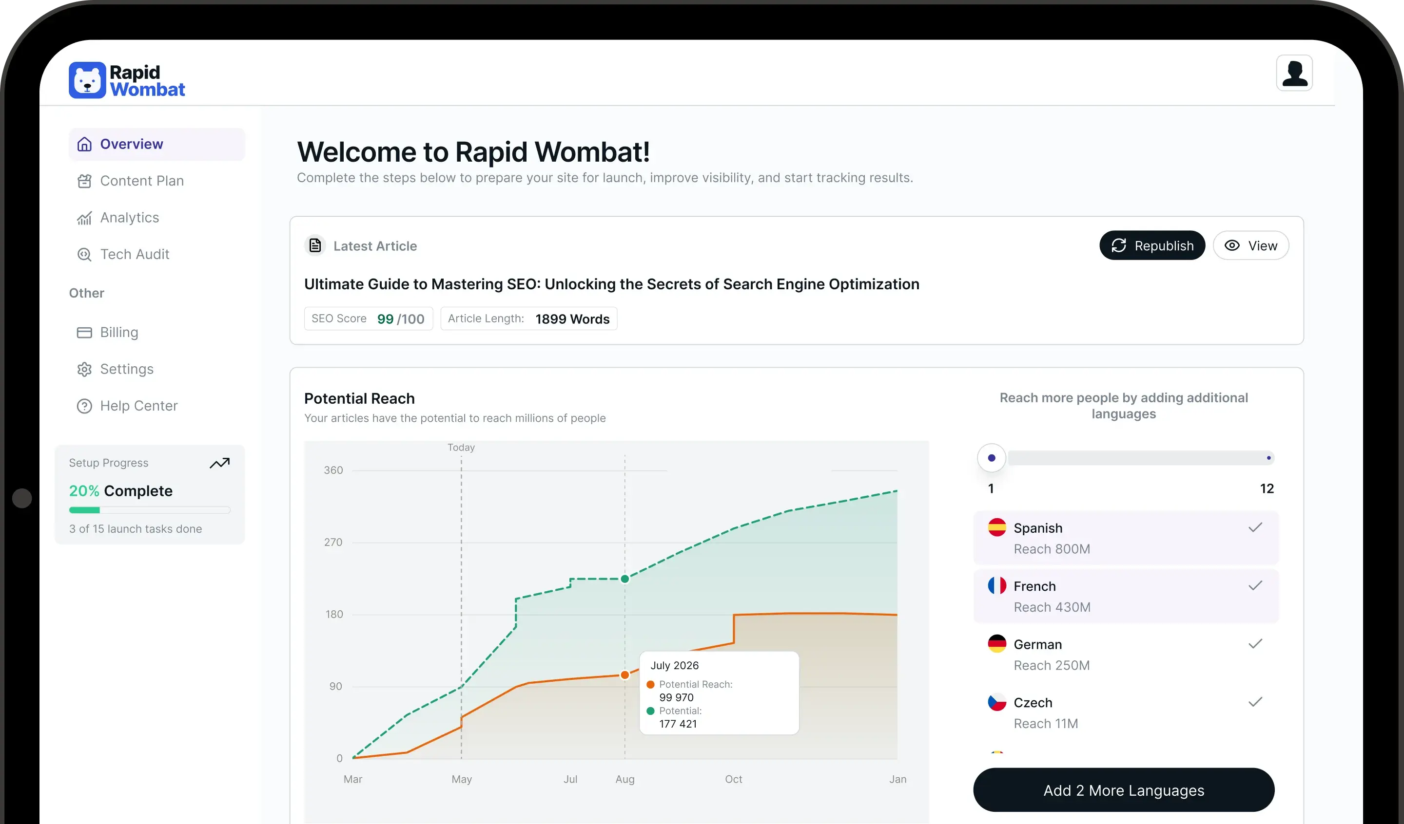 RapidWombat Platform Dashboard